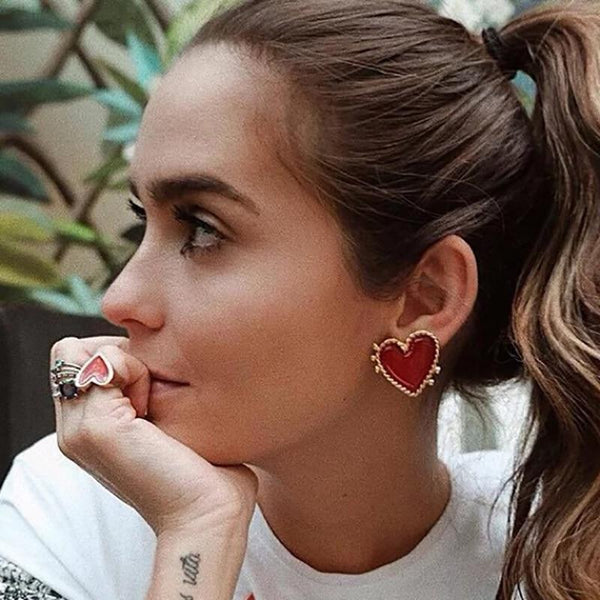 Big Red Heart Earrings