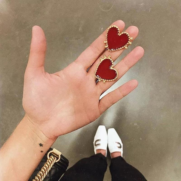 Big Red Heart Earrings