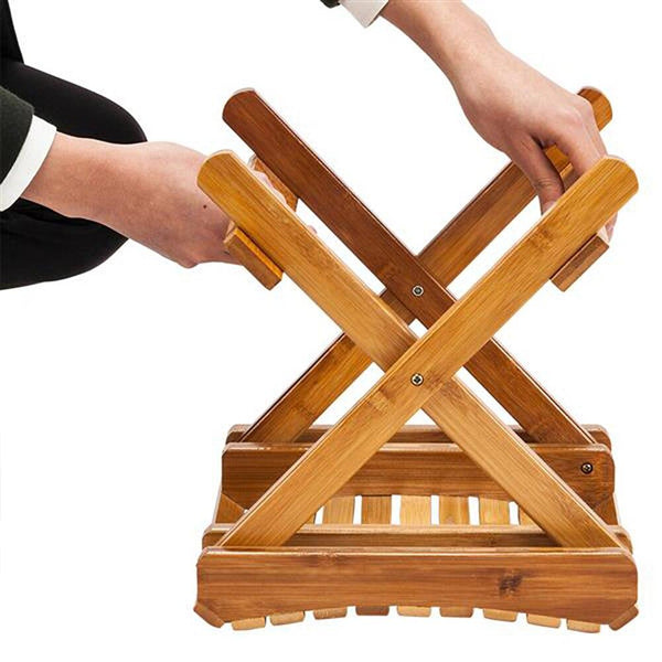 Bamboo folding stool portable Wood bench