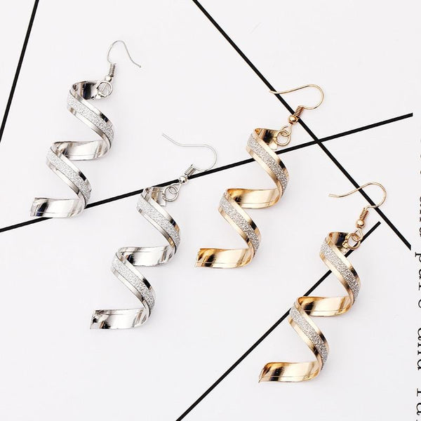 Spiral Curved Geometric Earrings