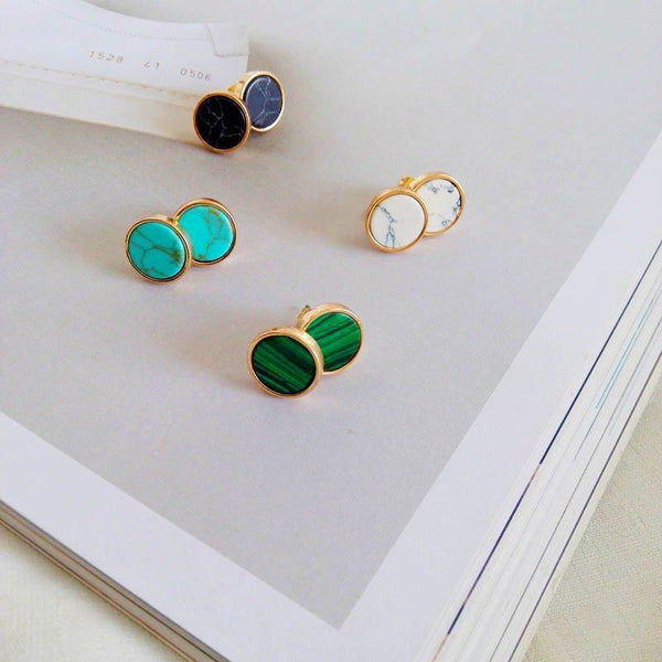 Ancient ways round natural  earrings