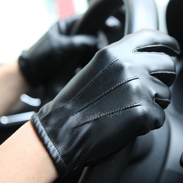 Leather Winter Driving Warm Gloves