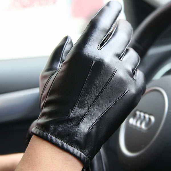 Leather Winter Driving Warm Gloves