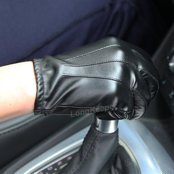 Leather Winter Driving Warm Gloves