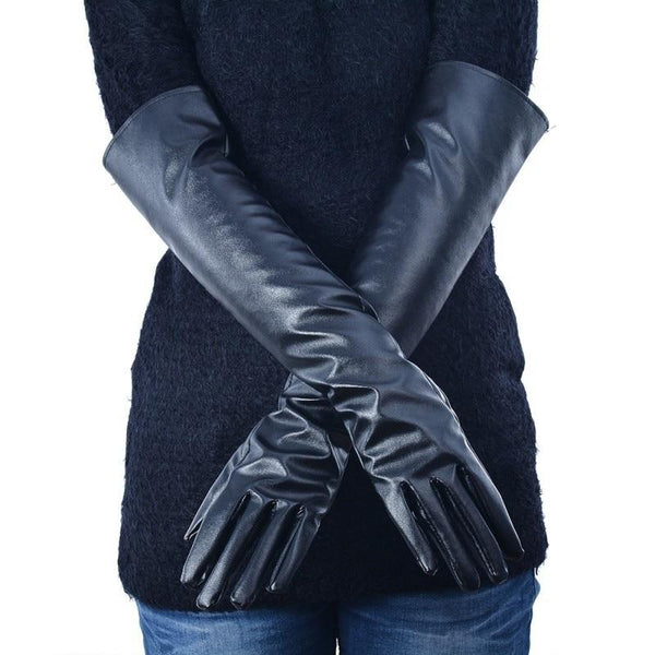 Women's Faux Leather Elbow Gloves