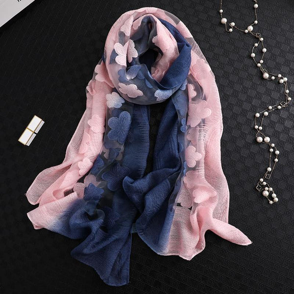 Women Cut Flowers Hollow Scarf