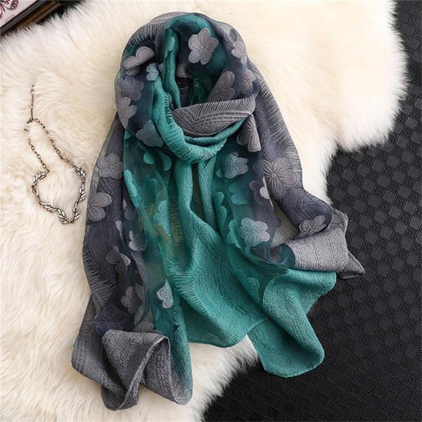 Women Cut Flowers Hollow Scarf