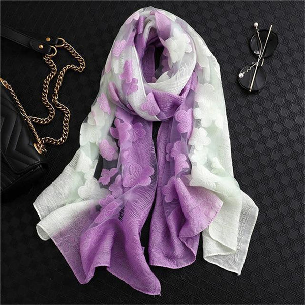 Women Cut Flowers Hollow Scarf