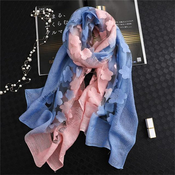 Women Cut Flowers Hollow Scarf