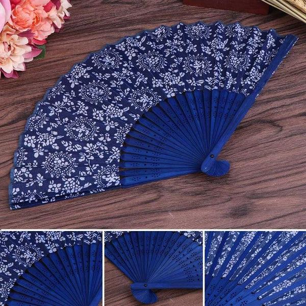 Summer Folding Fabric Flower Bamboo fan