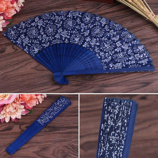 Summer Folding Fabric Flower Bamboo fan