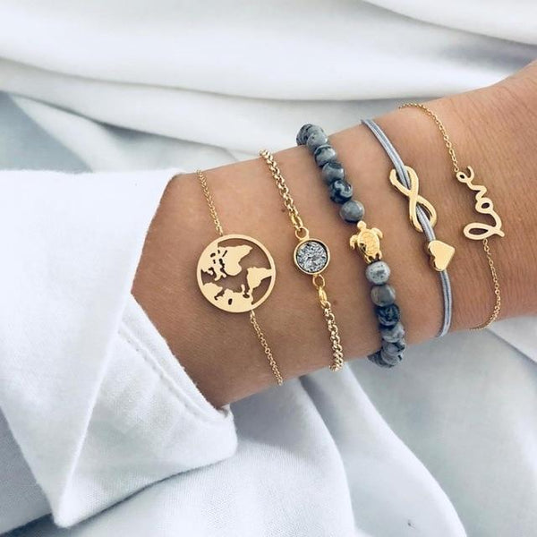 Crystal Marble Charm Bracelets