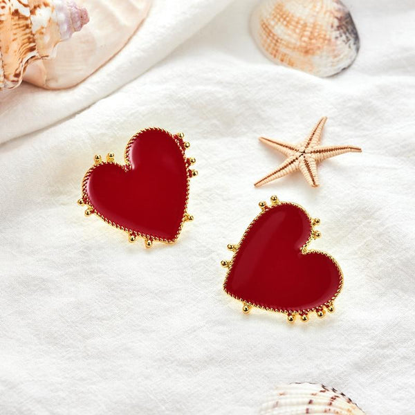 Big Red Heart Earrings
