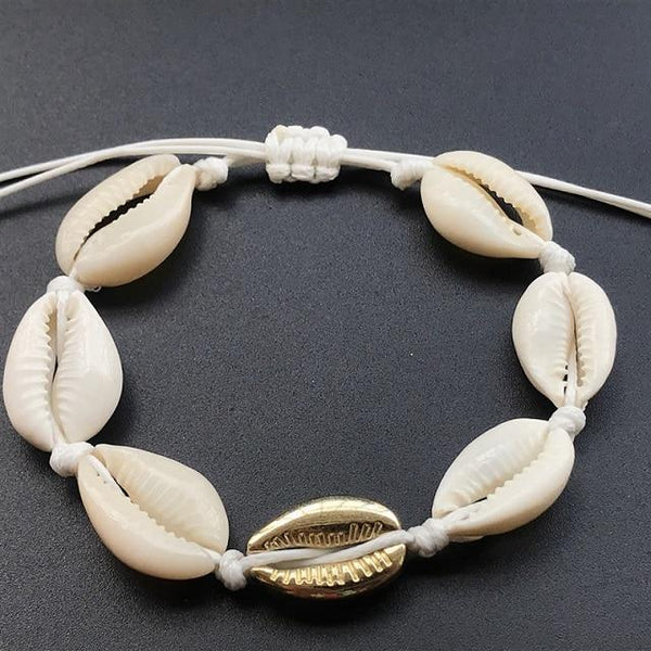 Seashell Hand Knit Bracelet